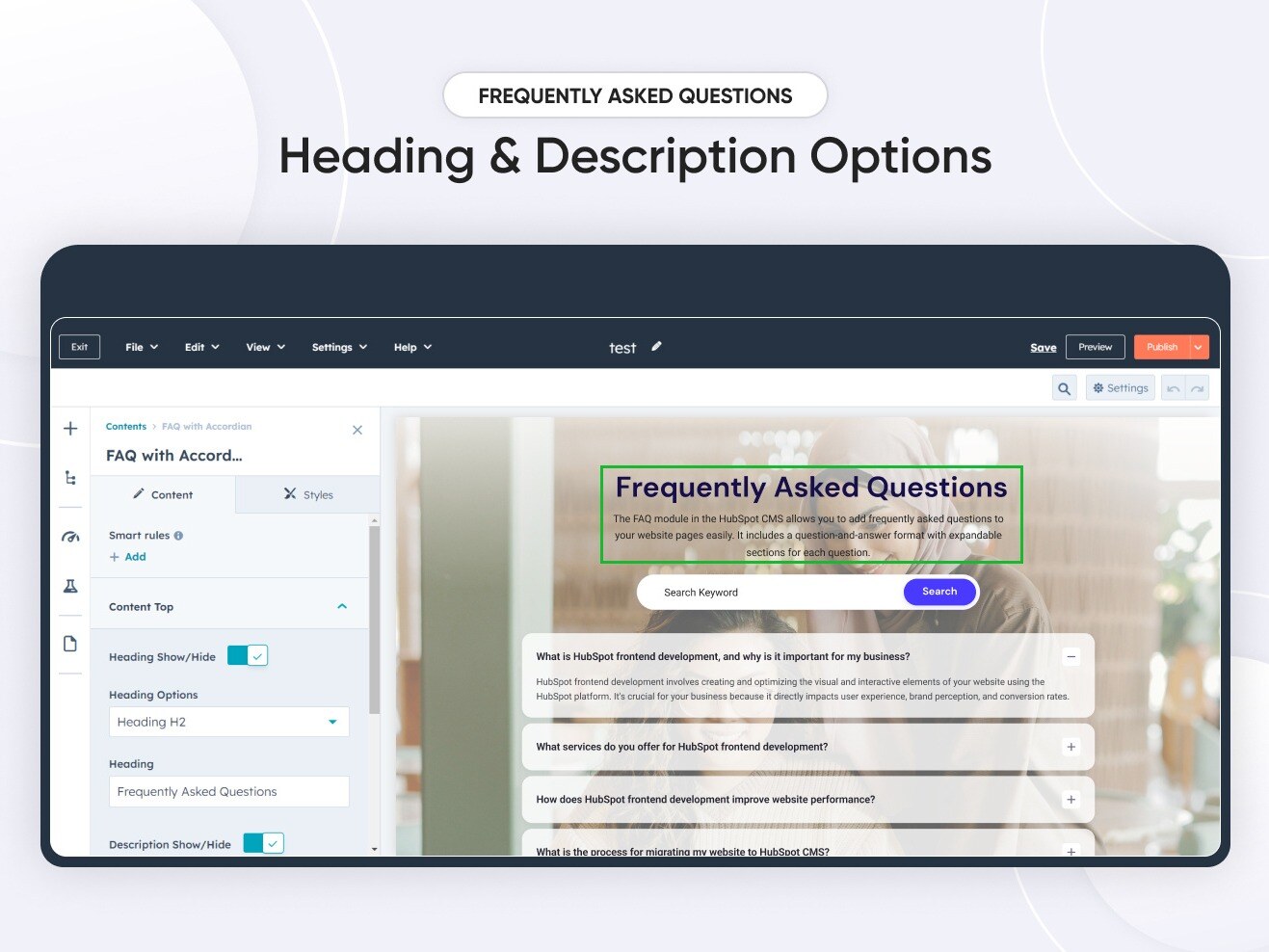 Heading & Description