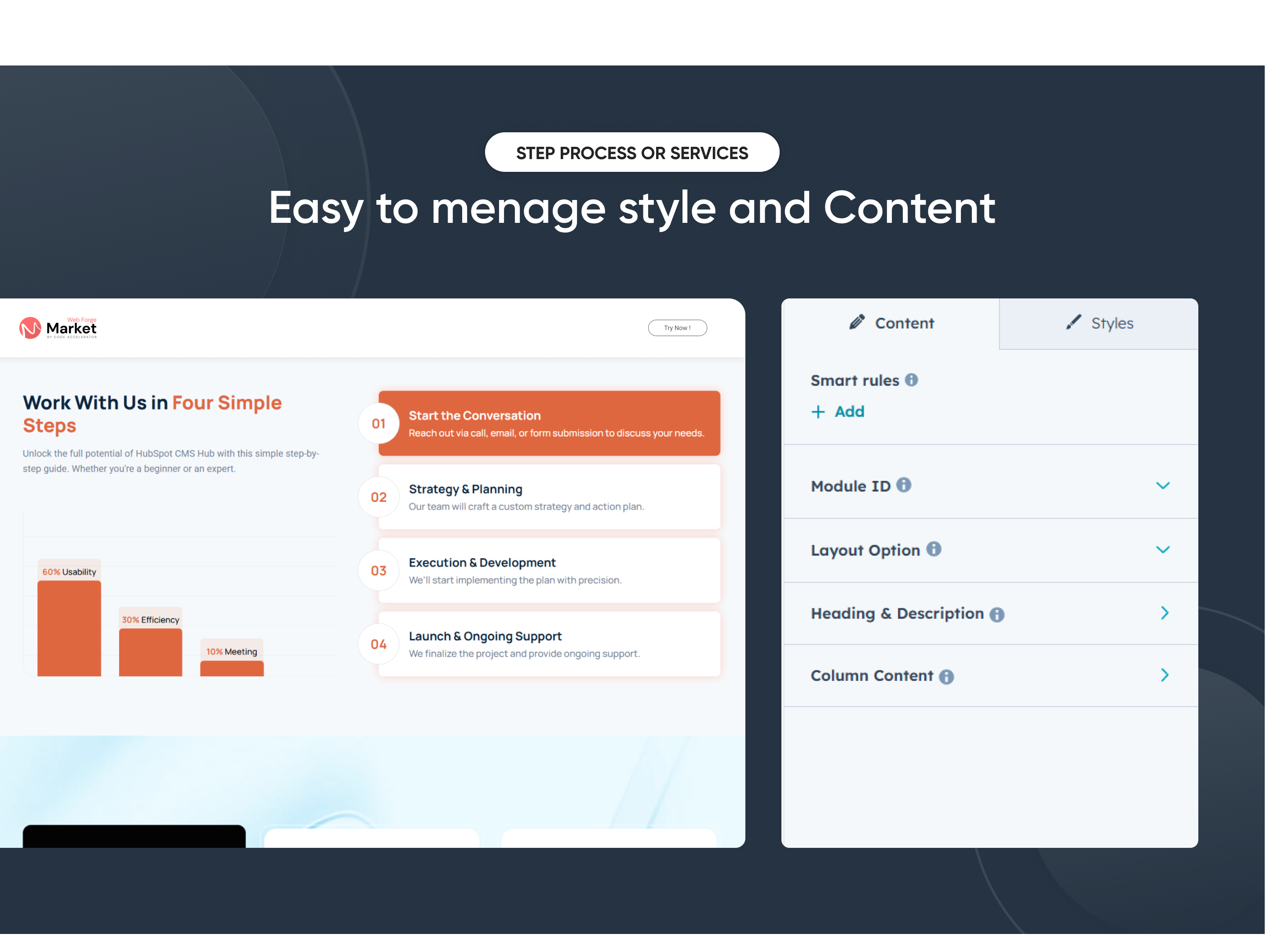 Easy to menage style and Content