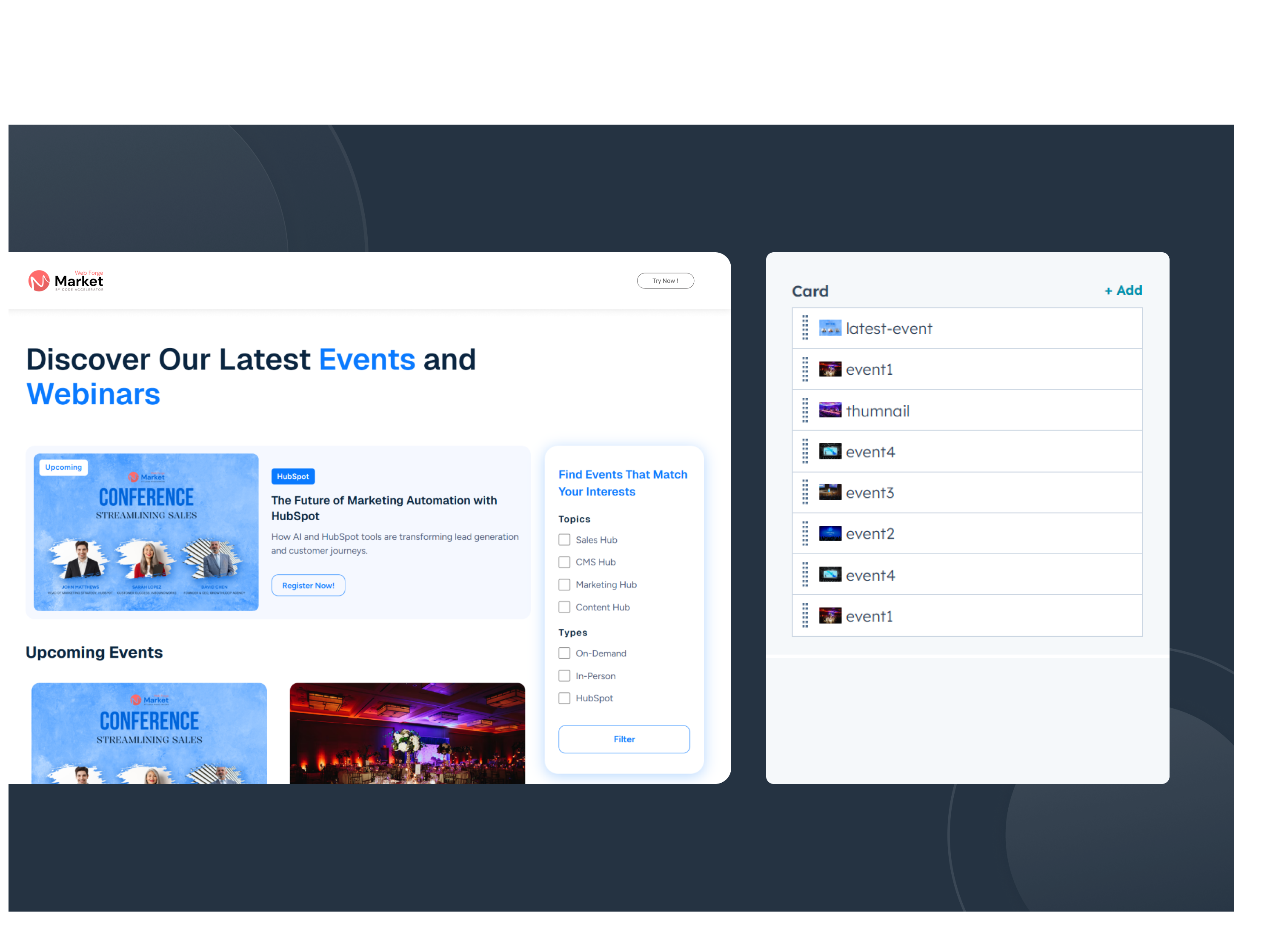 Event Listing for Events