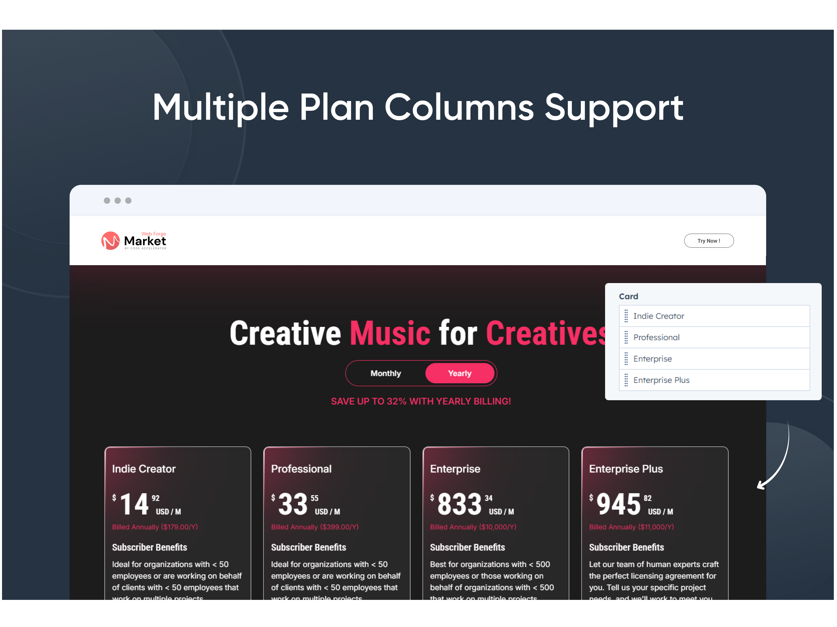 Multiple Plan Columns Support