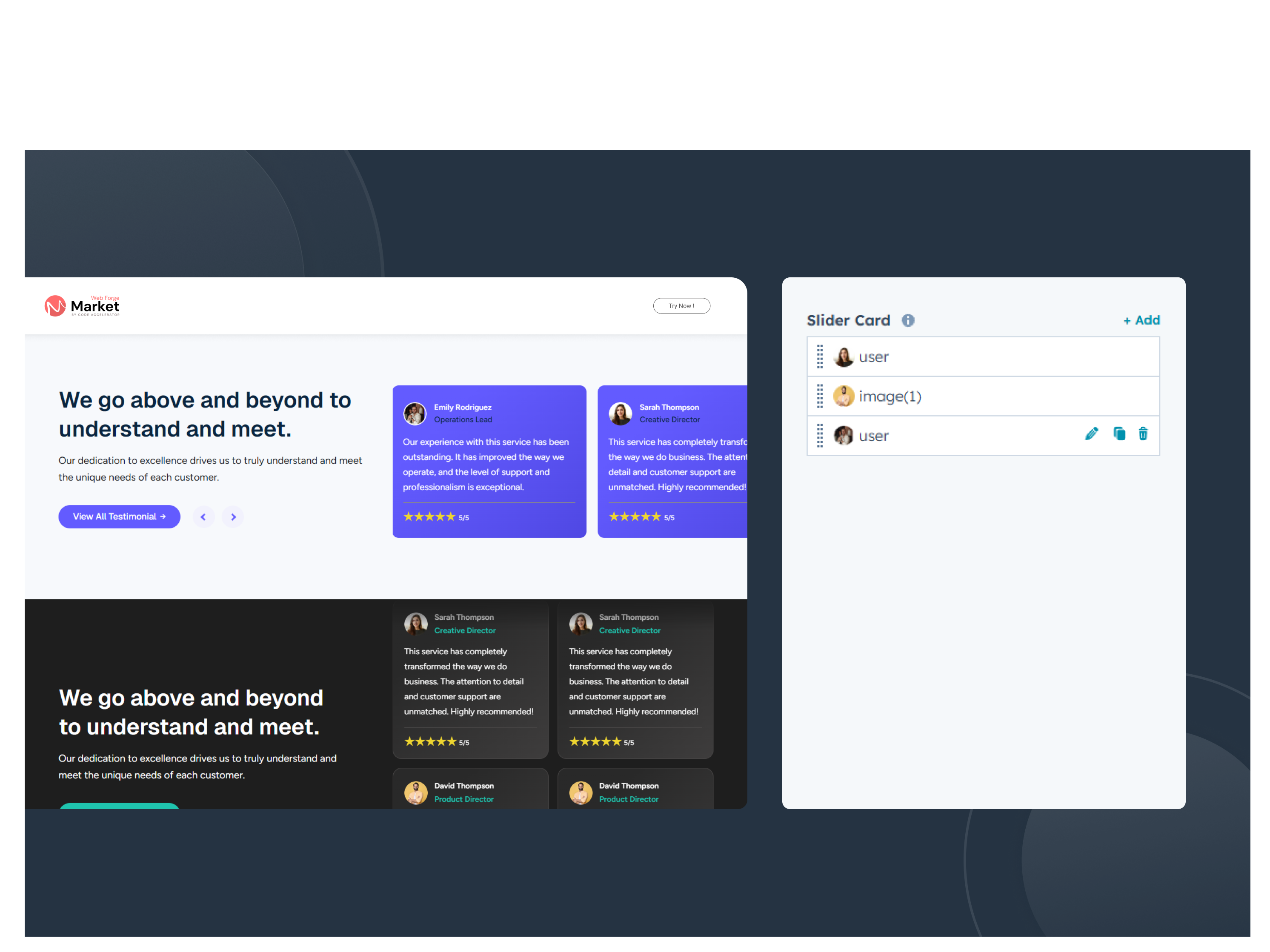 Multiple Testimonial Items Support
