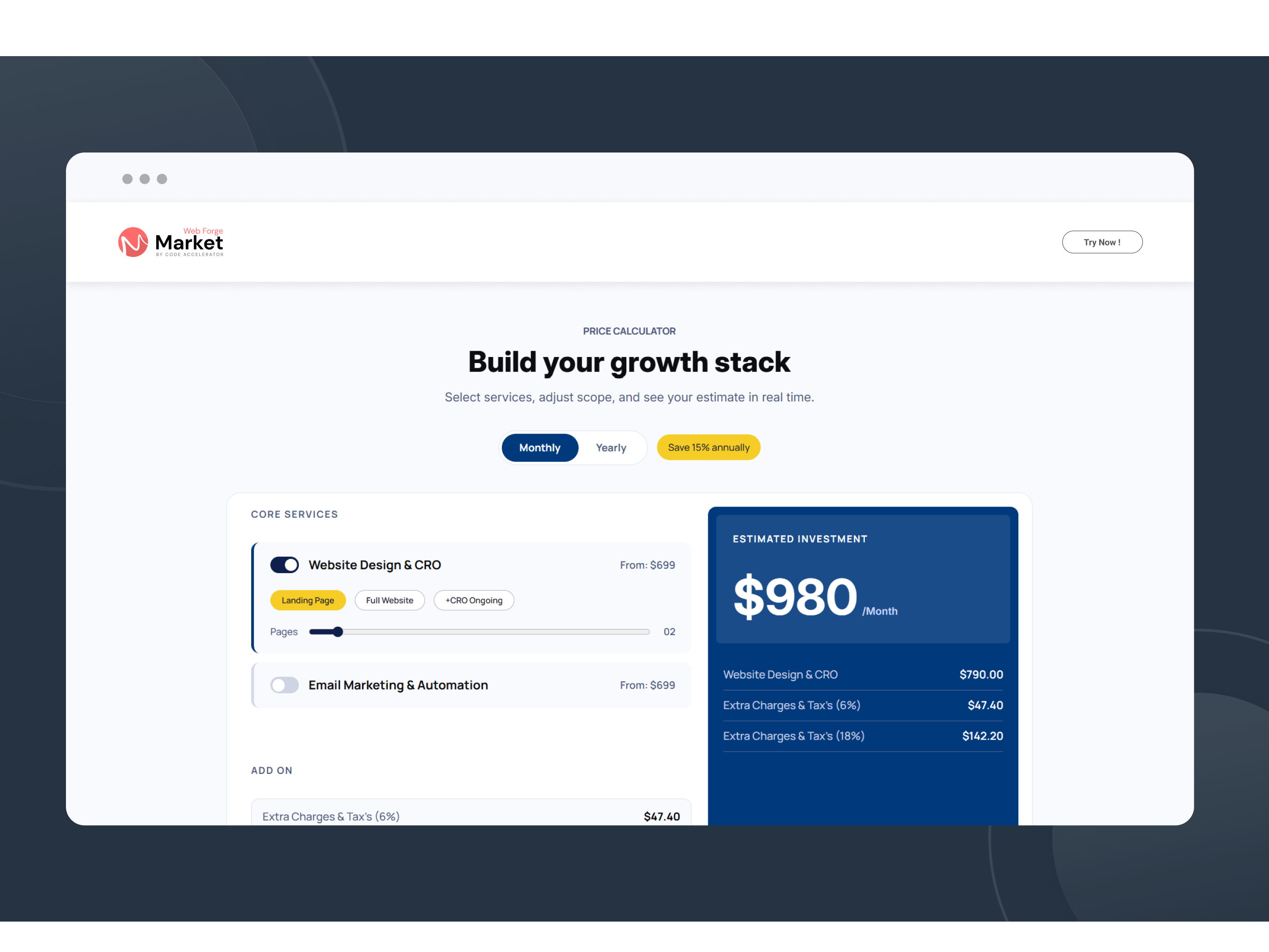 Real-Time Price Calculator