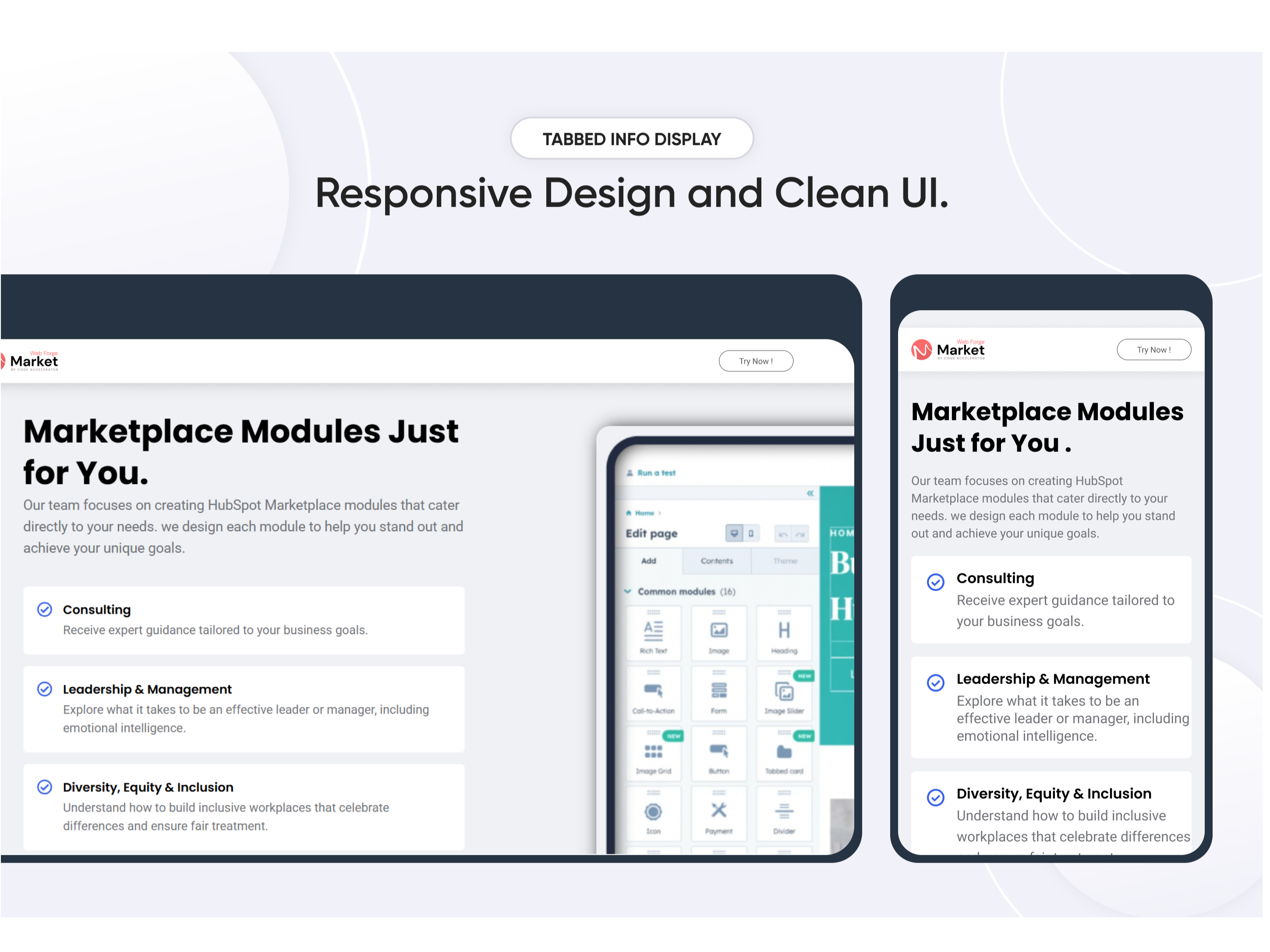 Responsive Design and Clean UI.