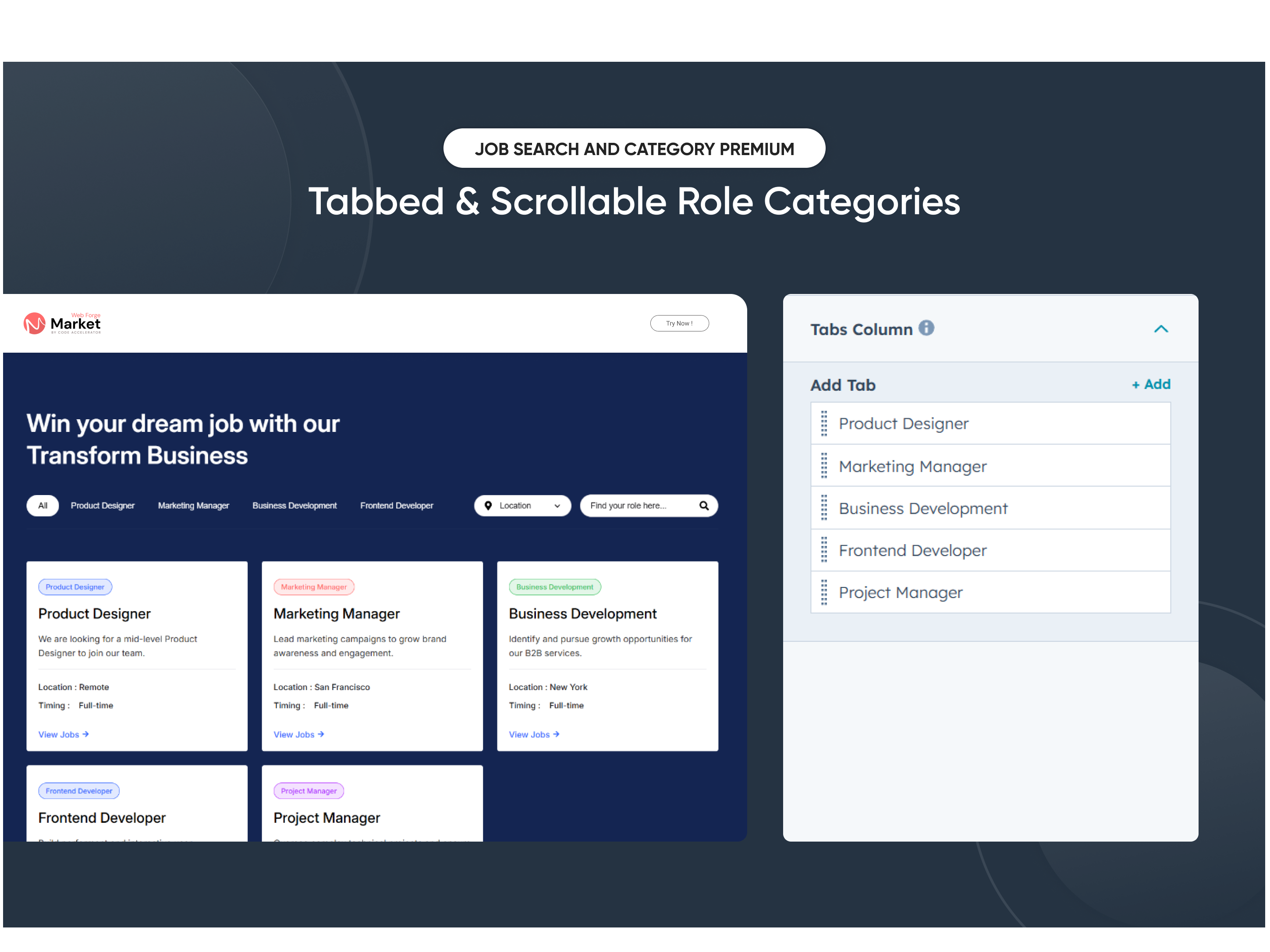 Tabbed & Scrollable Role Categories