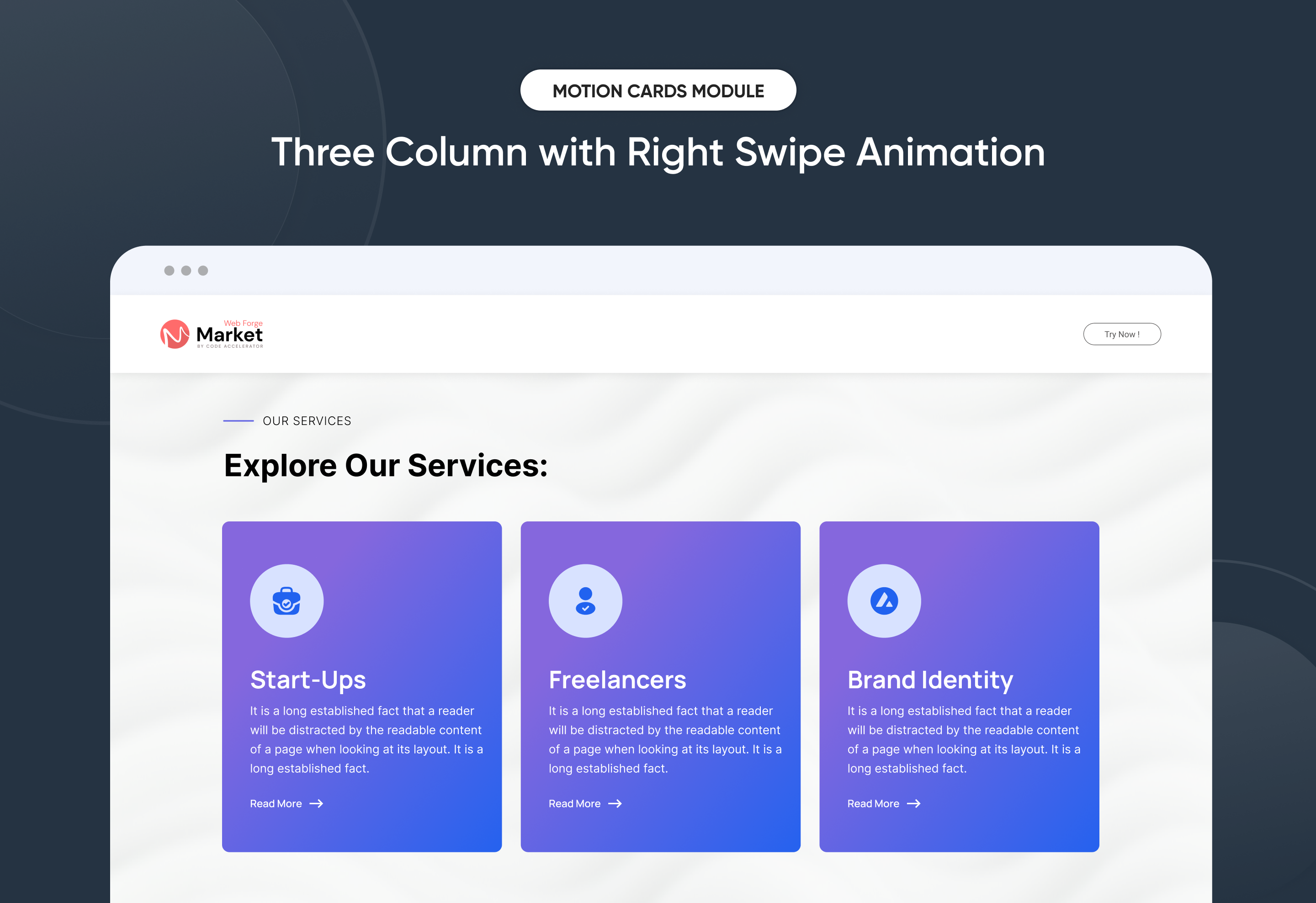 Three Column with Right Swipe Animation
