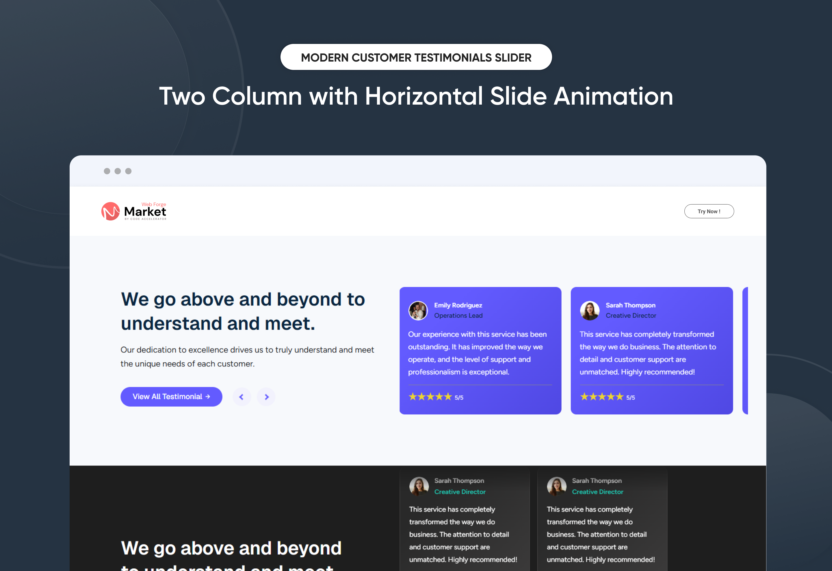 Two Column with Horizontal Slide Animation