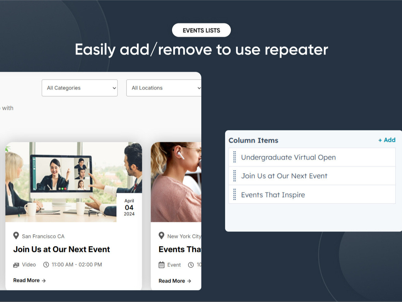 Easily add/remove to use repeater