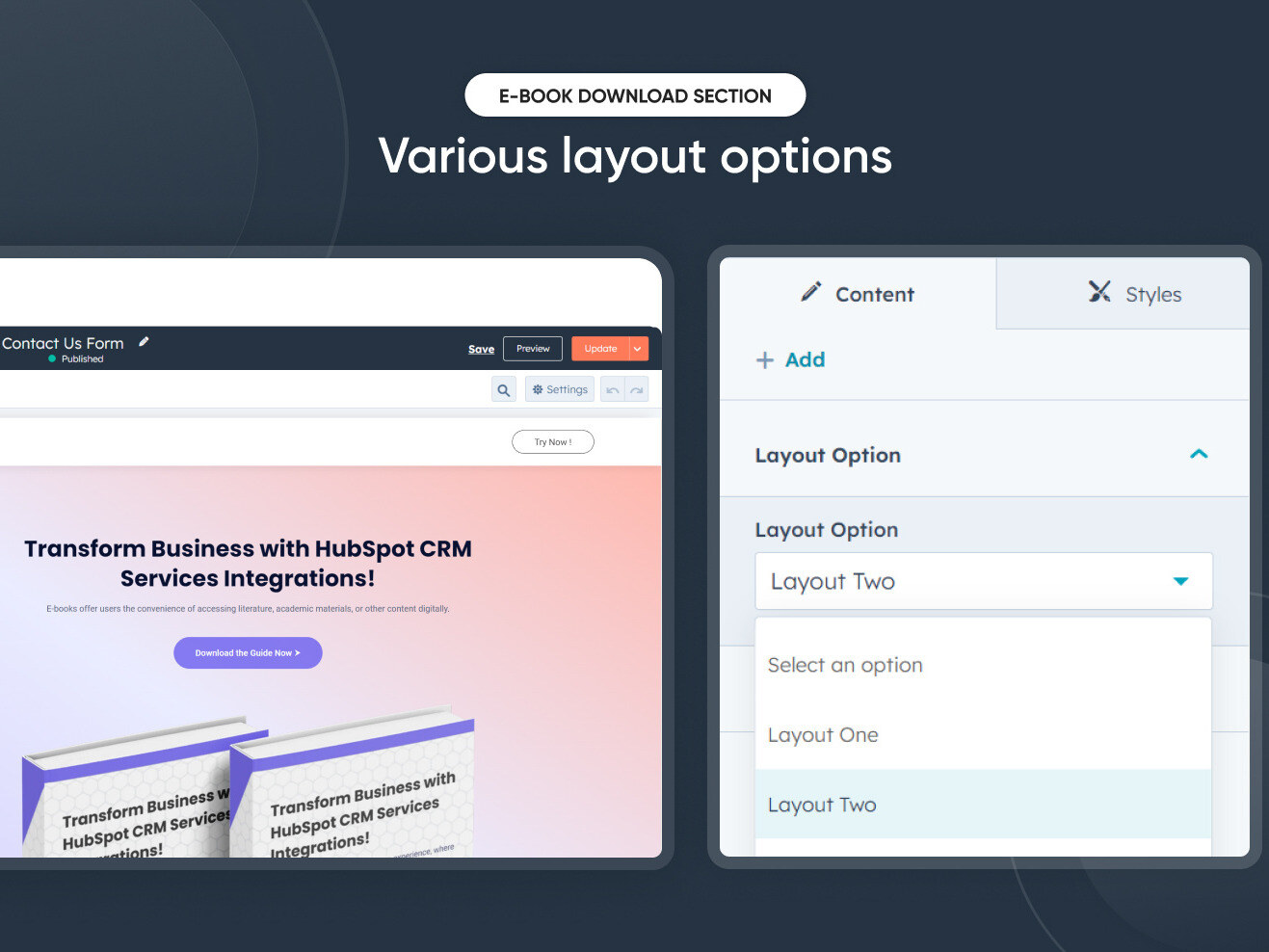 Various layout options