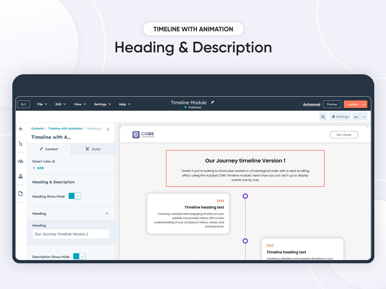 Heading & Description